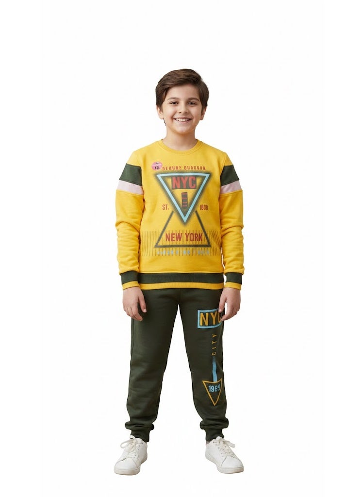 ماكاو طقم شتوي للأطفال خامة قطن 100% مبطن – طقم أطفال دافئ بخامة ناعمة مع طبقة خارجية تقيلة، معالج ضد الوبرة والبهتان، مناسب للمدرسة والاستخدام اليومي والخروجات(12سنه) - Image 1